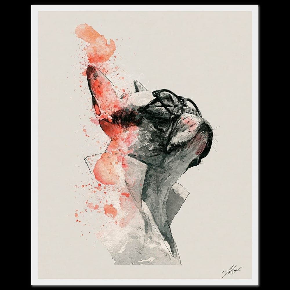 Frenchie No.0 — Cookie, The Red Spark — Framed print — Museum wall art mockup