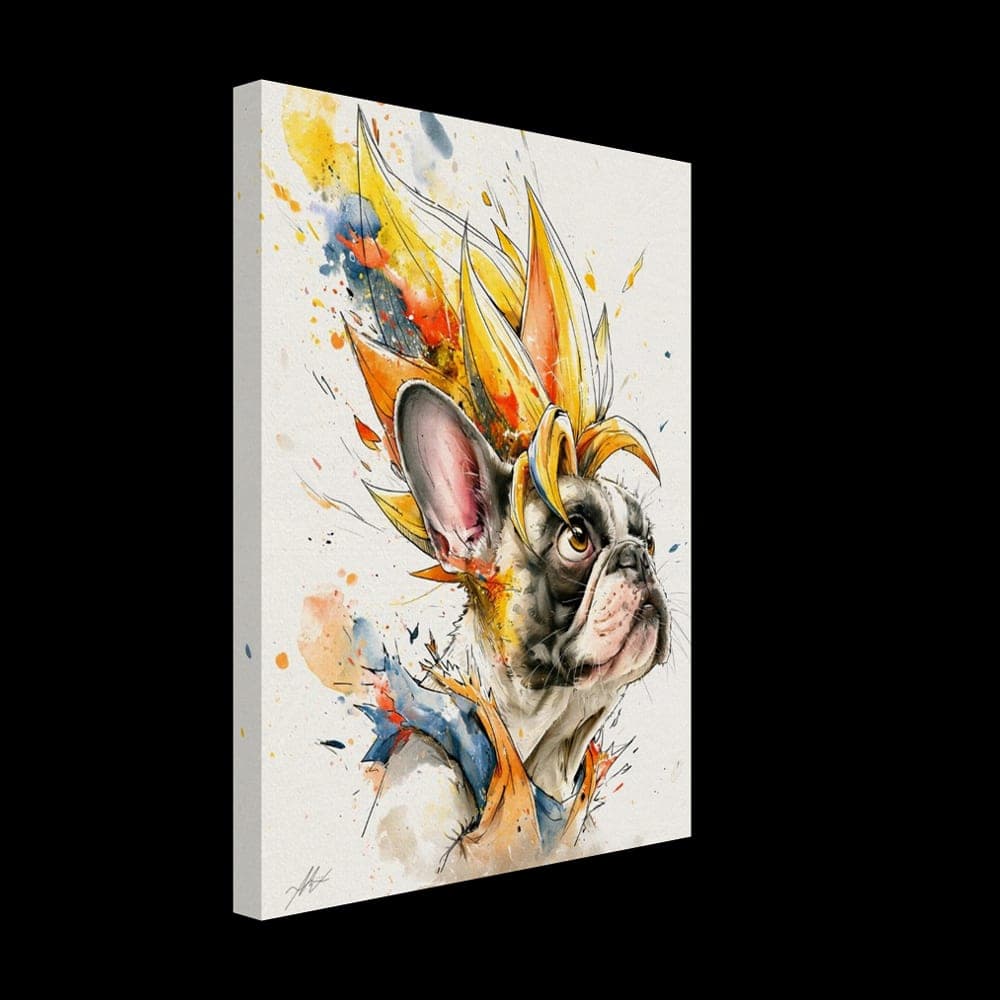Frenchie No.11 — The Rising Energy Hero — Canvas wall art mockup