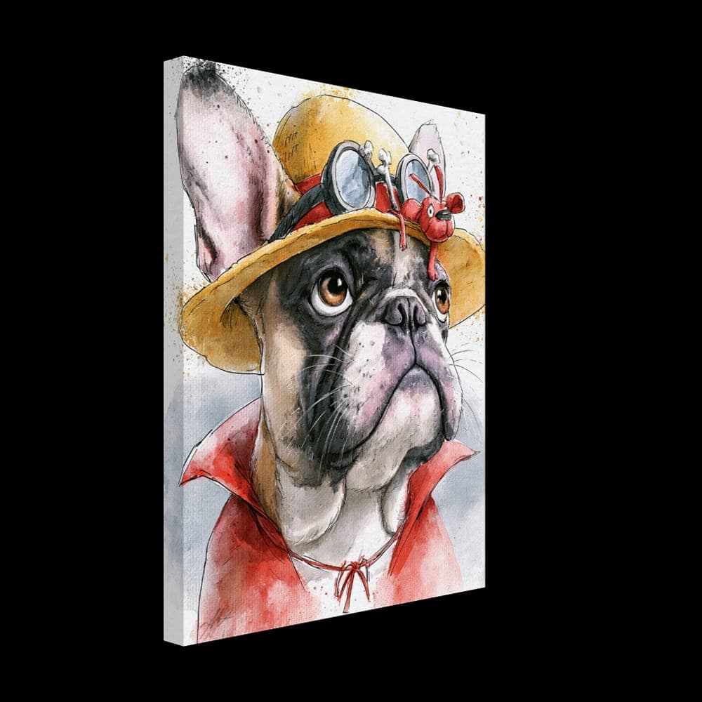 Frenchie No.14 — The Straw Hat Adventurer — Canvas wall art mockup