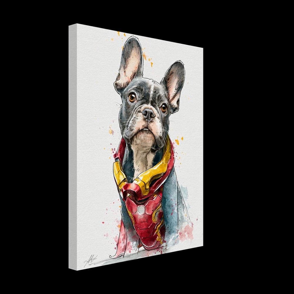 Frenchie No.4 — The Golden Mechanic — Canvas wall art mockup