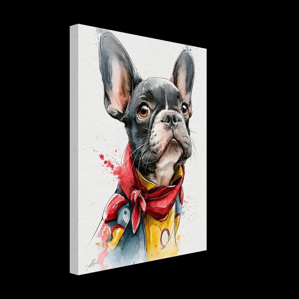 Frenchie No.8 — The Red Masked Rebel — Canvas wall art mockup