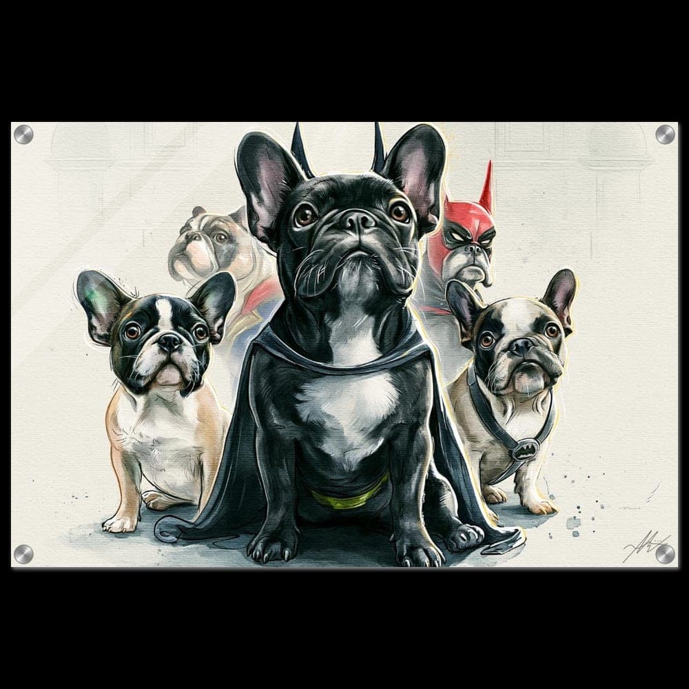 Frenchie No.X — The League of the Justified — Acrylic wall art mockup