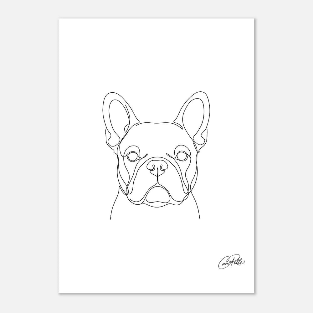 Frenchie No.1 — One Line Portrait — French Bulldog line-art print mockup