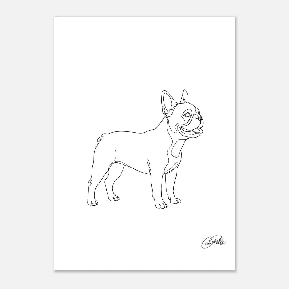 Frenchie No.2 — Standing Line Portrait — French Bulldog line-art print mockup