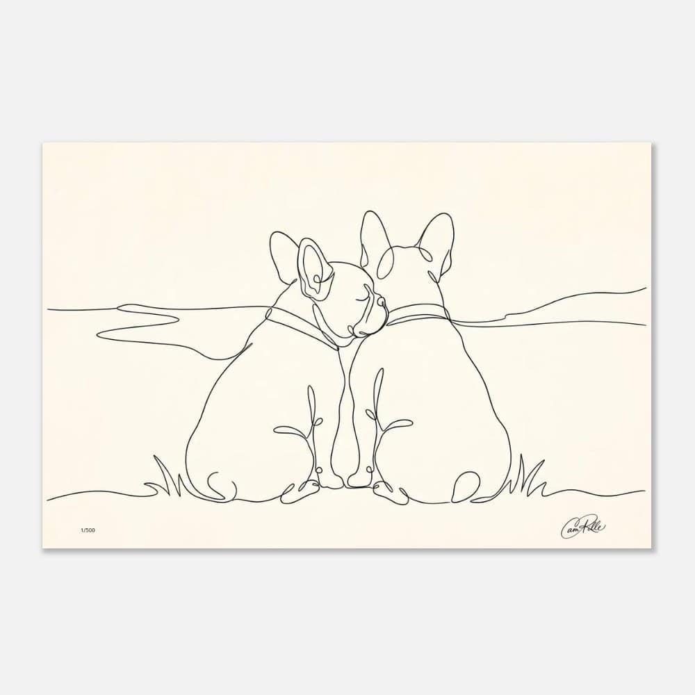 Frenchie No.6 — Two Frenchies Line Portrait — French Bulldog line-art print mockup